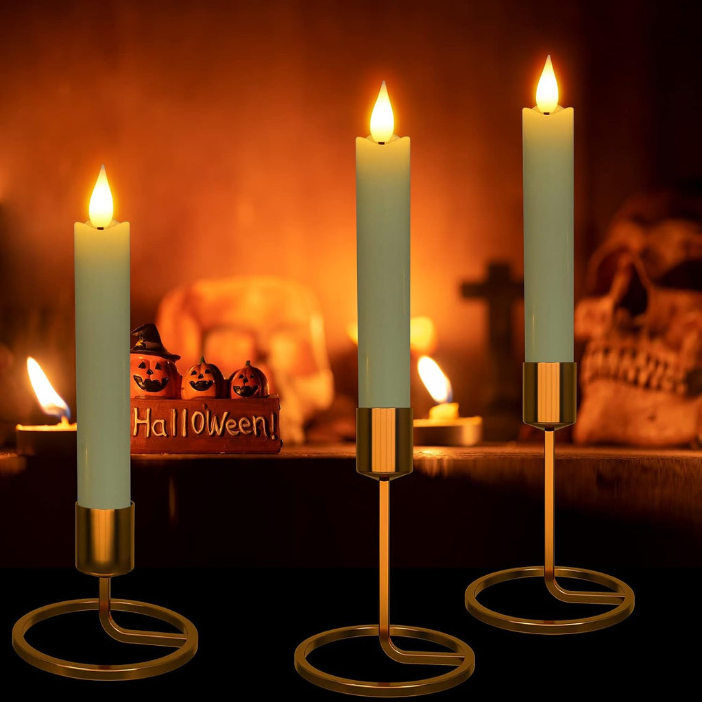 Flameless LED Taper Candles, 6pcs Battery Operated 6.5" Ivory Flickering Candlesticks with Remote Timer, Real Wax Warm White Candle Light for Room Home Halloween Christmas Decor