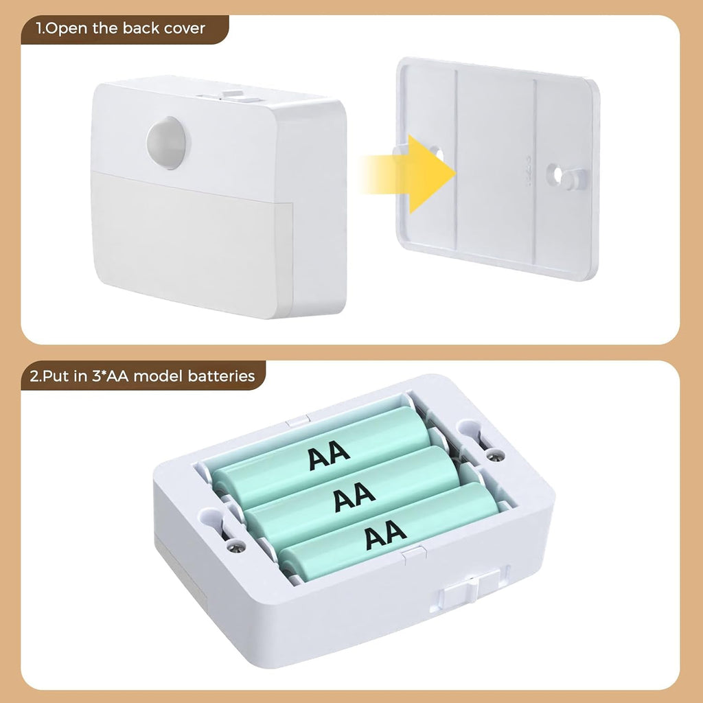 Motion Sensor Night Lights, 6 Pack Warm White Stick-On Stair Lights