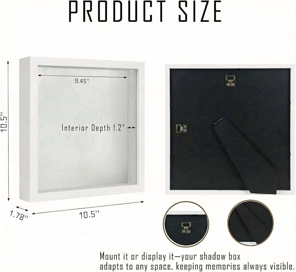 10x10 Shadow Box Frame, 1.2'' Deep Display Case for Flowers Memorabilia