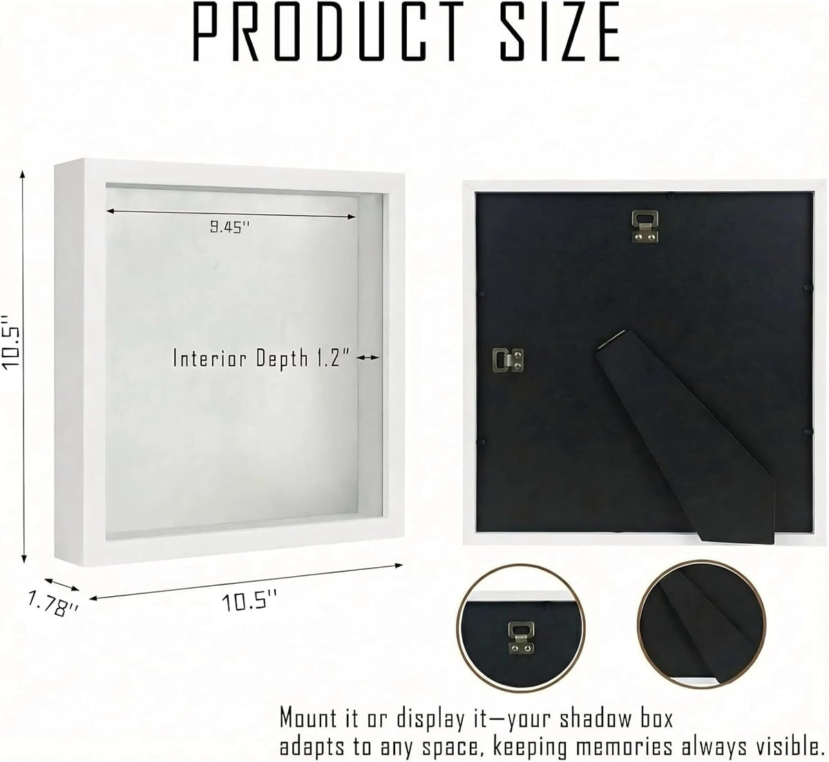 10x10 Shadow Box Frame, 1.2'' Deep Display Case for Flowers Memorabilia