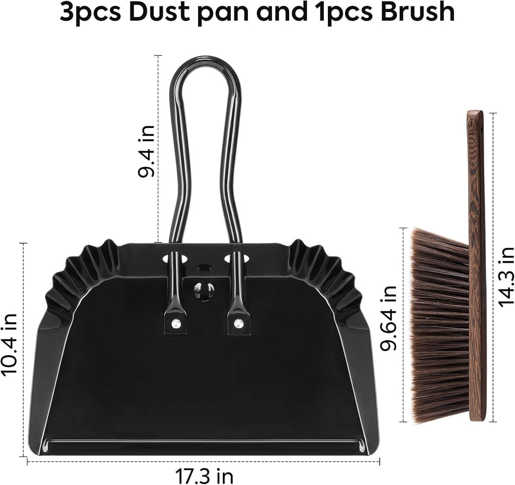 17In Large Dust Pan and Brush Set,Heavy-Duty Dust Pan | Handheld Dustpan