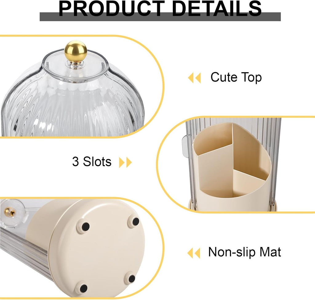 Toothbrush Holders with Cover Toothpaste Organizer for Bathroom, Beige