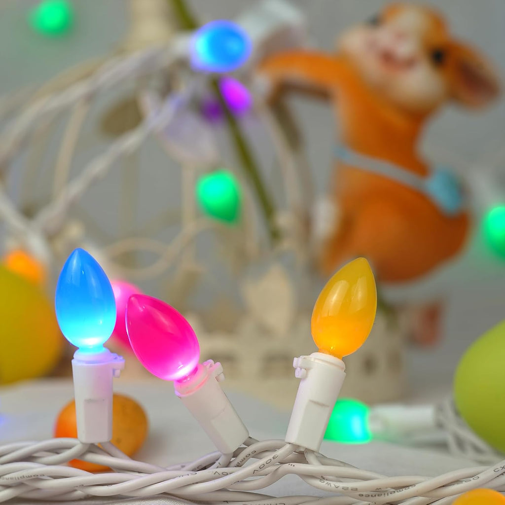 BOHON Easter Decorations Easter Lights String Plug in 50 LEDs Multi Color