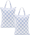 Ohocut Checkered 2 Pcs Large Travel Laundry Bags for Dirty Clothes, Aesthetic Trendy Waterproof Washable Laundry Bag with Handle for Travel, Gym, Swimming Pool, Blue