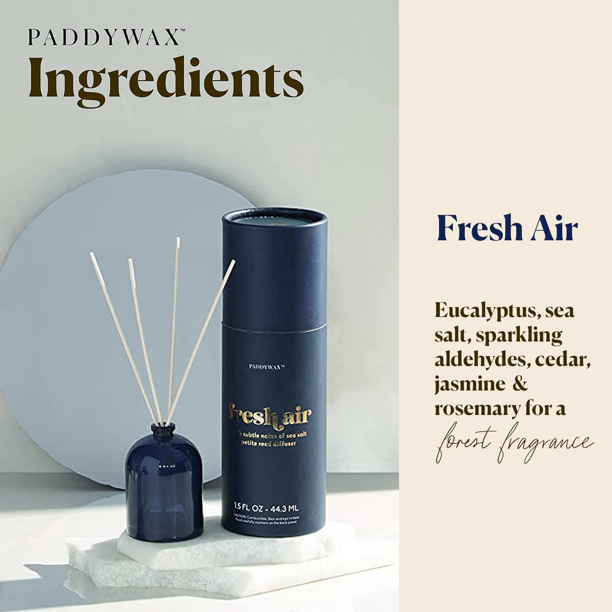 Paddywax Petite Reed Diffuser Set, Fresh Air, Navy, 1.5 oz