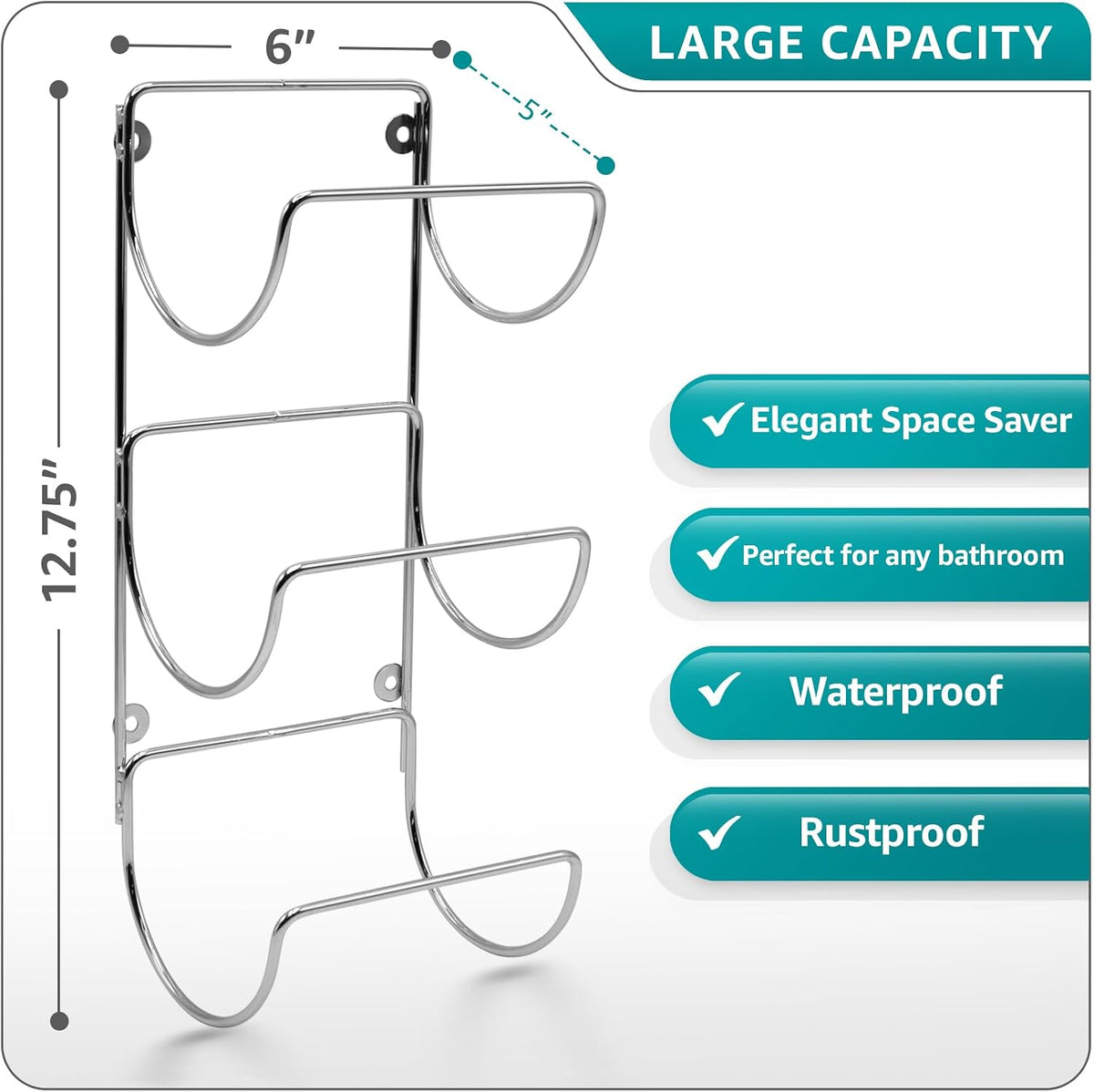 Sorbus Towel Racks for Bathroom, Wall Mounted (4 Pack 12 Towels, Silver)