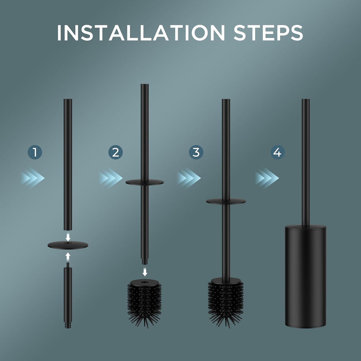 FORIOUS SUS304 Toilet Brush, Toilet Bowl Cleaner Brush and Holder Set