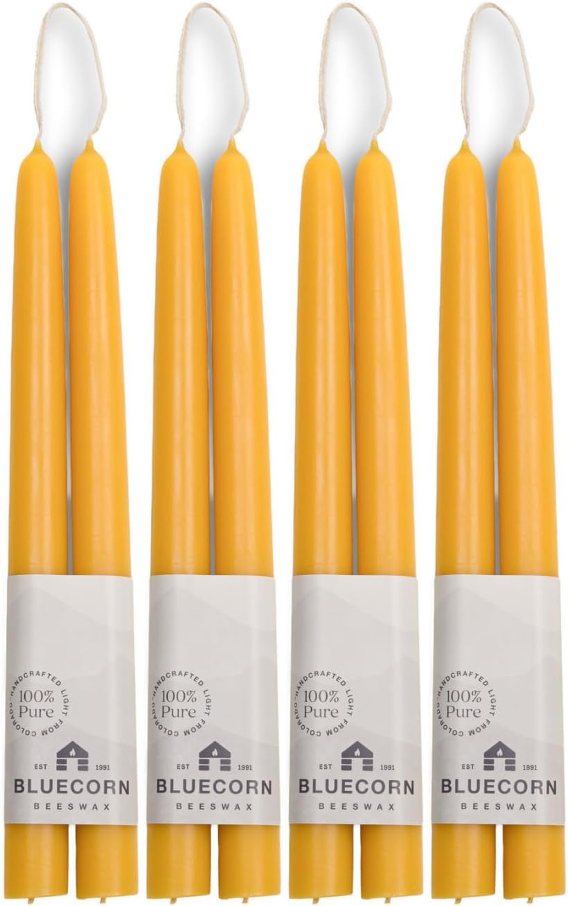 Taper Candles, 10 Inch, Raw Yellow, 8 Pack