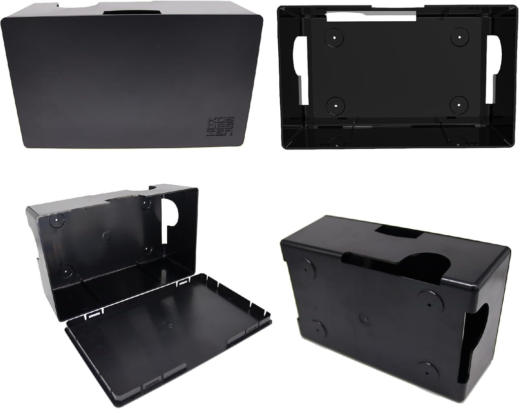Cable Management Box ABS 12.6x7.9x4.5in, Black, Mounting Kit Included