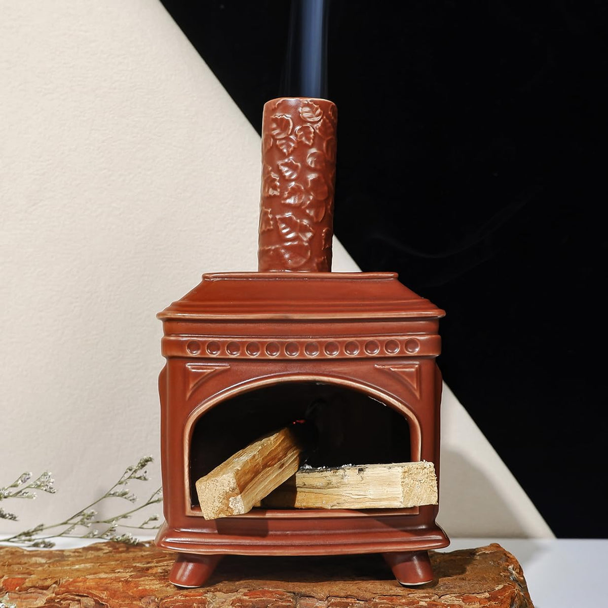 MOUGIGI Palo Santo Burner Holder-Ceramic Mini Chiminea, Incense Chimney