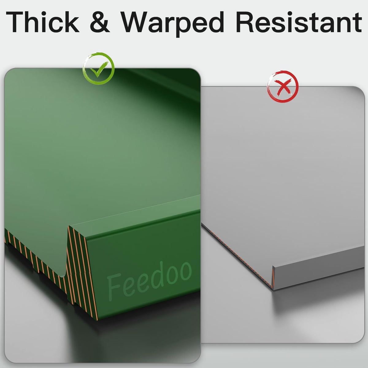 Feedoo Pet Feeding Mat [Warped Resistant Raised Edge], Water-Proof Silicone Placement for Food Water Bowls, Anti-Slip Base Protect Floor, BPA-Free&Dishwasher-Safe [23.5x13.5inch Large, Green]