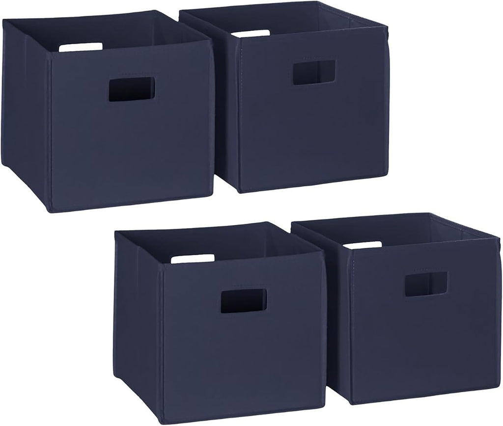 RiverRidge Folding Storage Bins - 4-pack of 10in Tall Navy Cubes