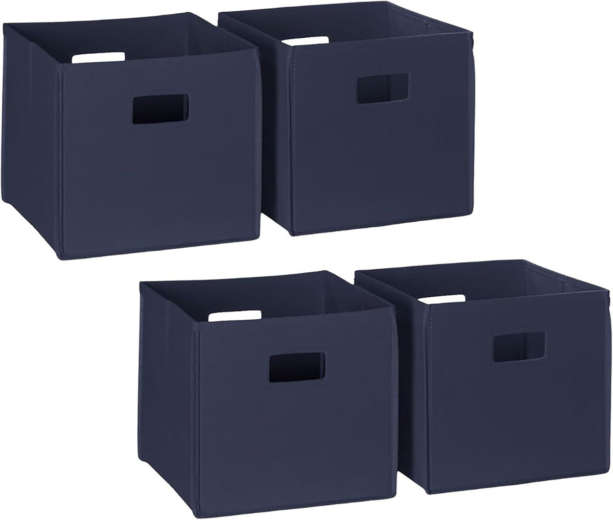 RiverRidge Folding Storage Bins - 4-pack of 10in Tall Navy Cubes