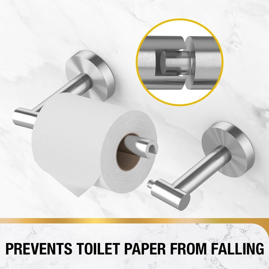 HITSLAM Brushed Nickel Toilet Paper Holder, Double Post Pivoting, SS304