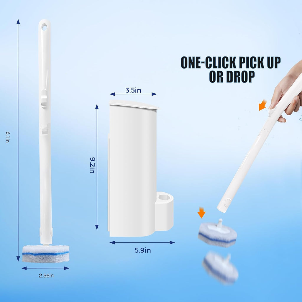 2 Pack Disposable Toilet Brush with 60 Refills, 2026 Upgrade Wall Mounted Toilet Bowl Cleaner Wand Kit and Holder, Bathroom Cleaning Supplies, Toilet Scrubber Disposable Heads