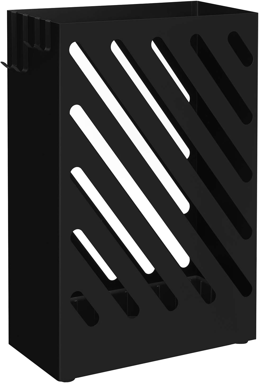 SONGMICS Metal Umbrella Stand, Rectangular, Removable Drip Tray, 4 Hooks