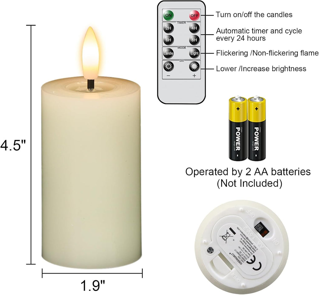 Votive Flameless LED Candles Battery Operated with Remote Timer, Ivory
