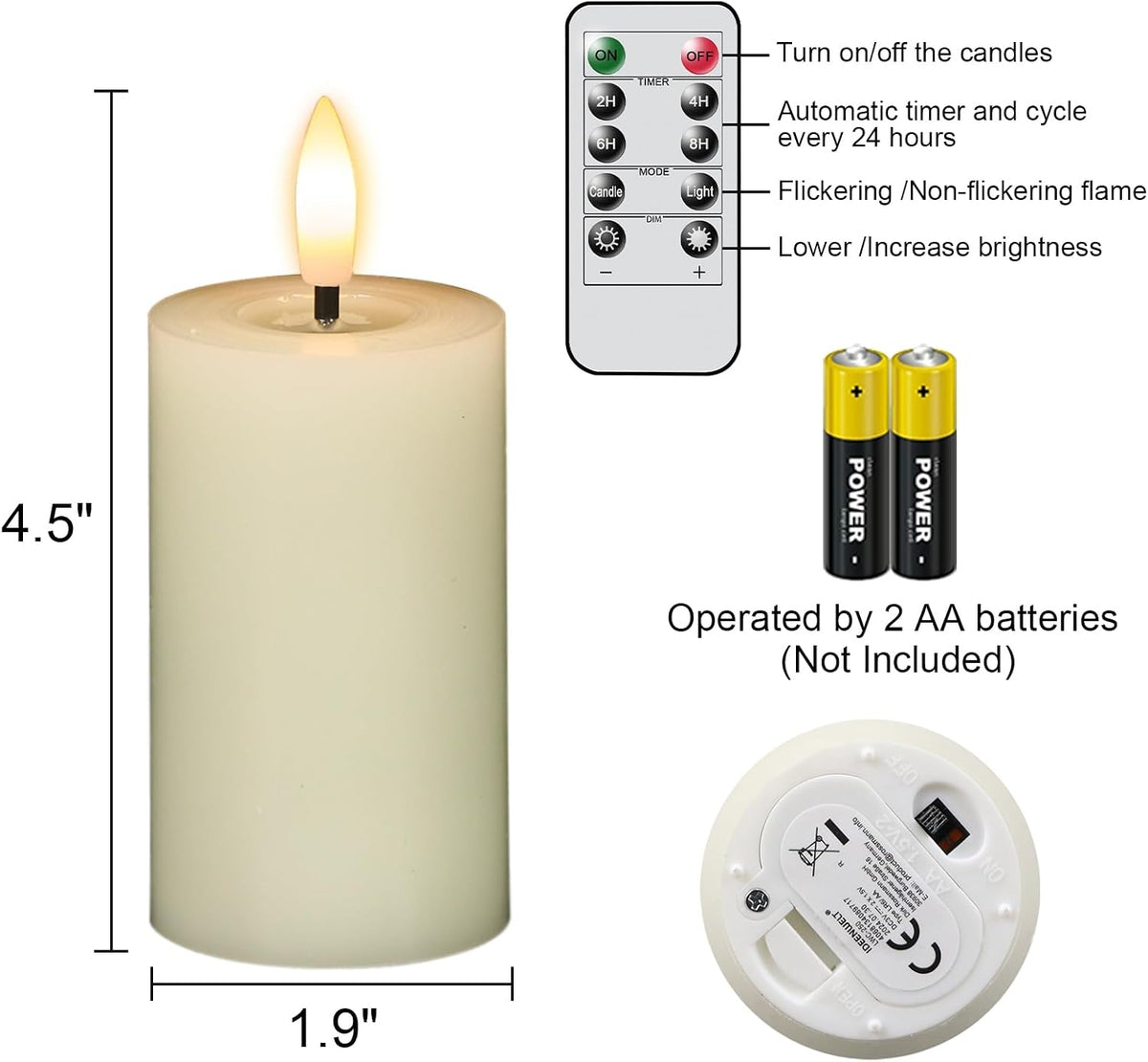 Votive Flameless LED Candles Battery Operated with Remote Timer, Ivory