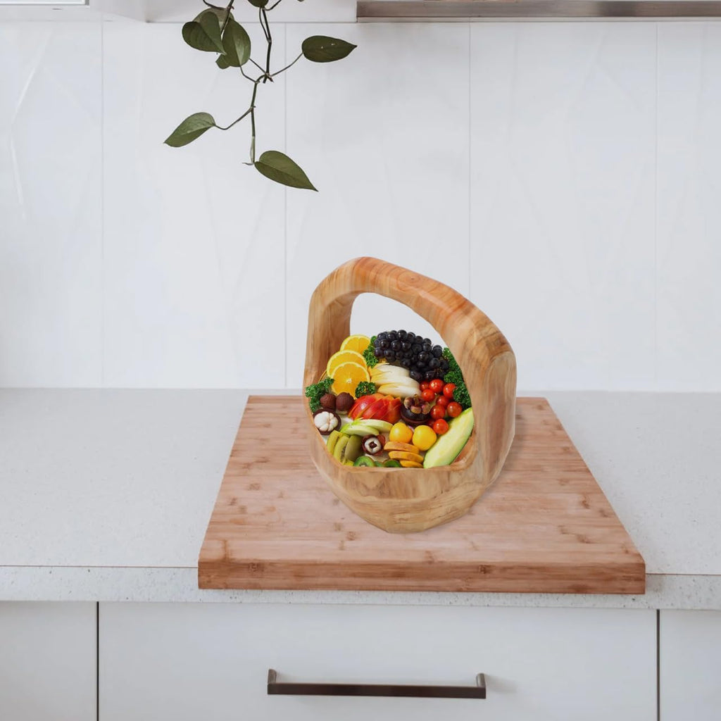 Wooden Fruit Basket Kitchen Serving Tray Decorative Bowl Appetizer Tray Creative Root Carving Bowl Snack Plate for Parties Style