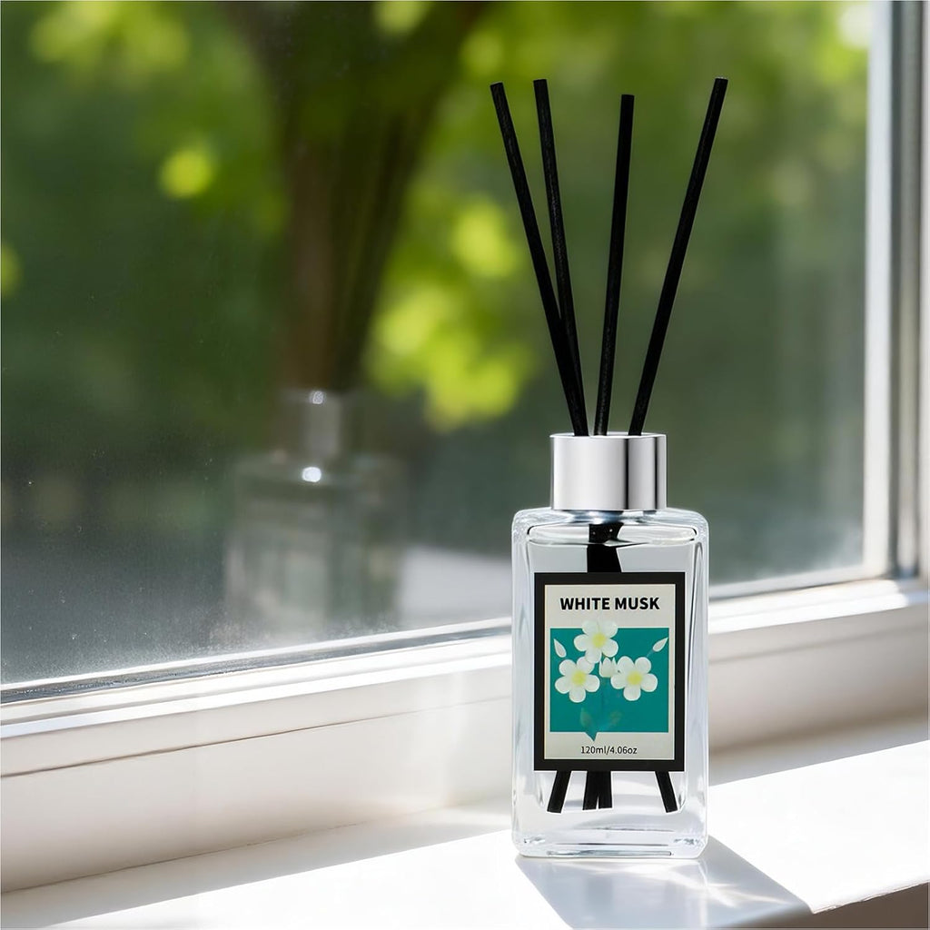 4.06 oz Reed Diffuser Set White Musk Air Freshener for Home