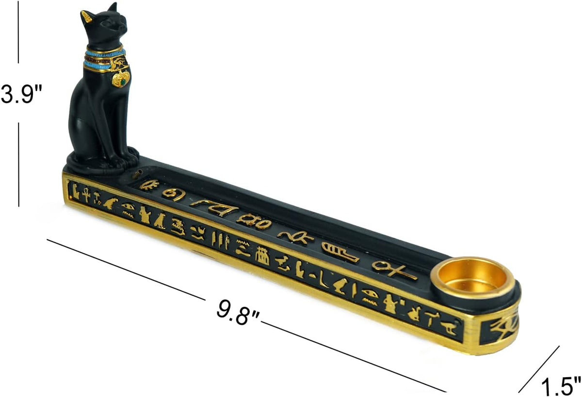 OwMell Egyptian Bastet Incense Holder for Sticks Cone Incense Burner