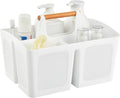 ALINK Portable Shower Caddy Basket with Compartments, Plastic Divided Cleaning Caddy Organizer Storage Tote with Handle for Bathroom, College, Dorm Room Essentials, White