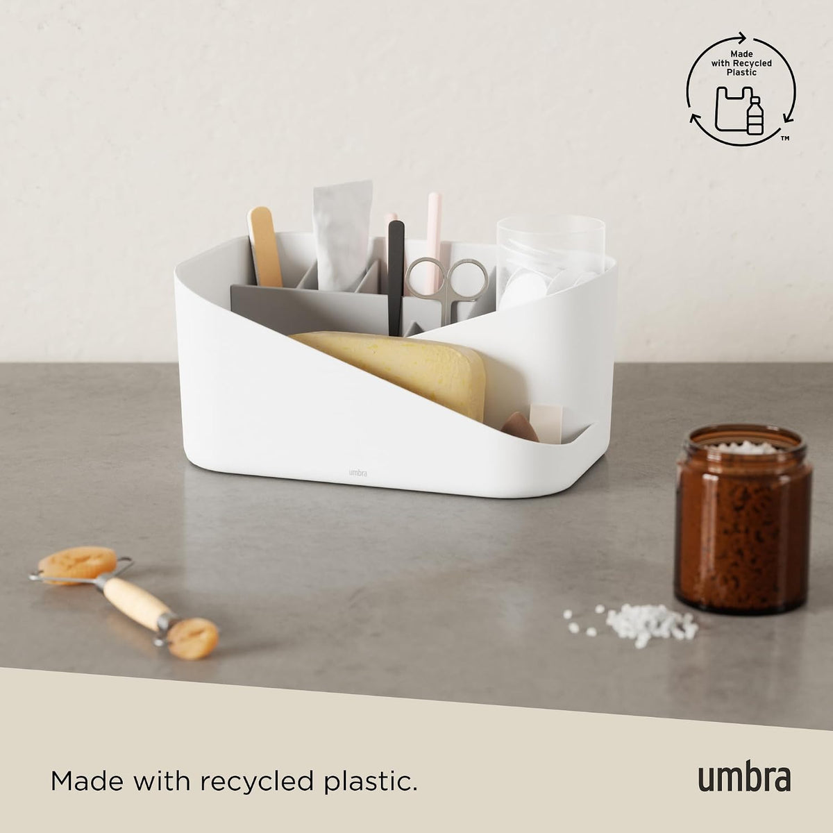 Umbra Glam Makeup Organizer, with Removable Insert, Medium, White