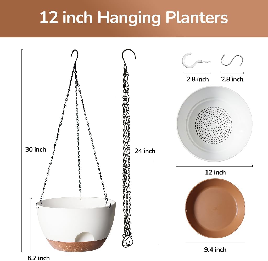 Hanging Planter, 12 Inch, White