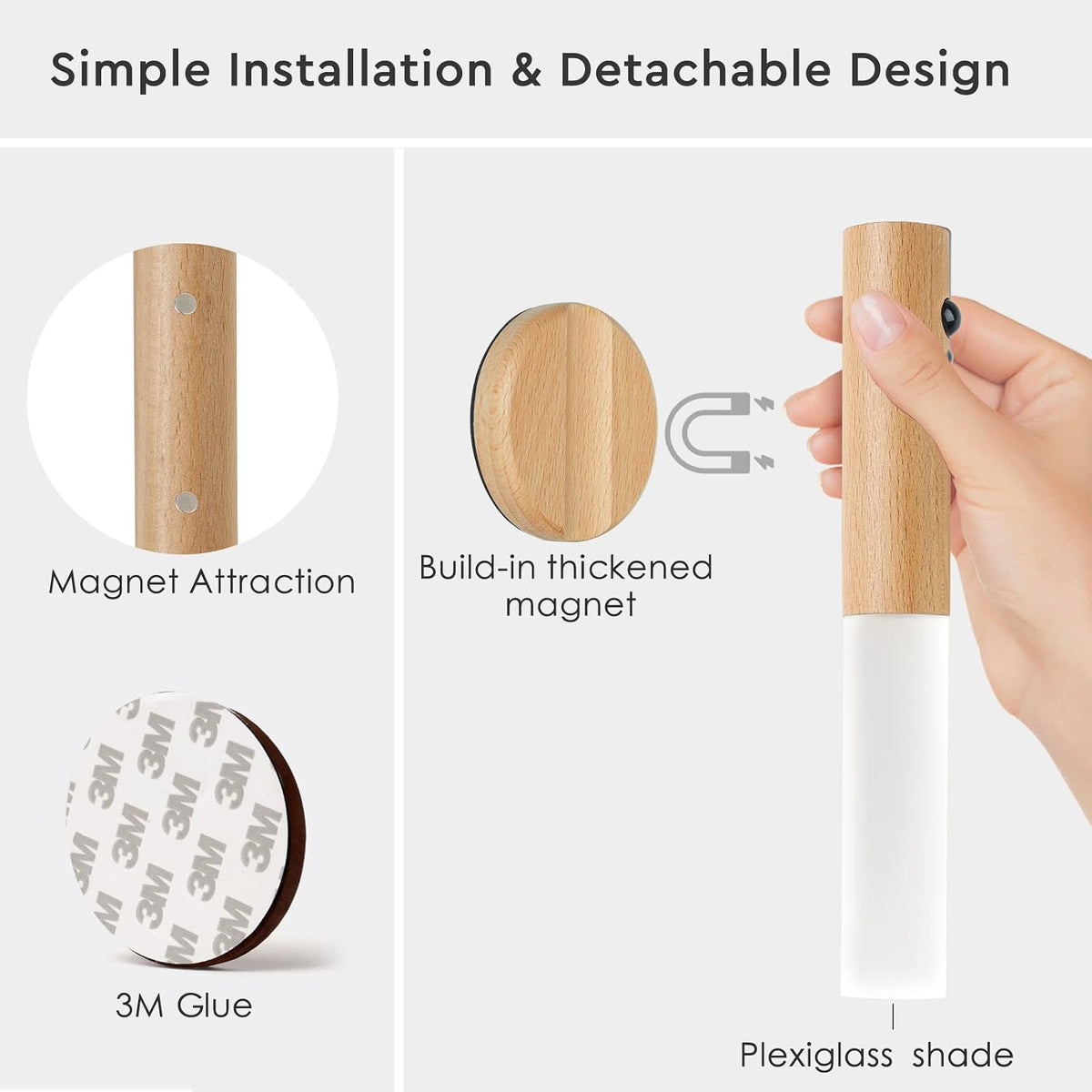 Montford Battery Operated Wall Sconces, Motion Sensor Night Light Magnetic Wall Light Rechargeable Wall Sconce, Peel and Stick Sconce Lights for Bedside Stair Hallway