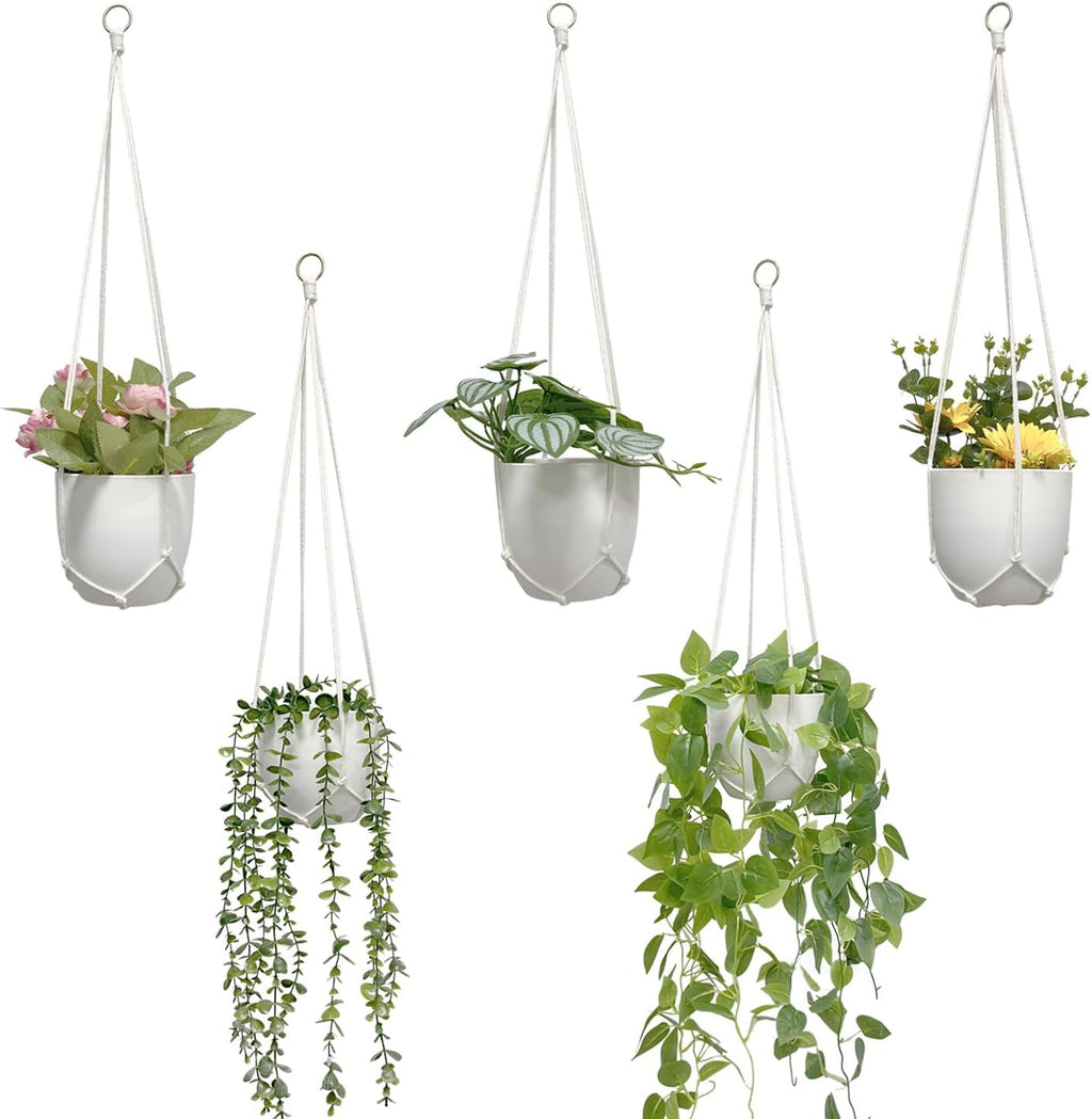 Macrame Plant Hanger 5 Pack Hanging Planters for Indoor Plants for Window,Ceiling Crochet Handmade Hanging Plant Holder Planter Hanging Baskets for Boho Home Decor Set