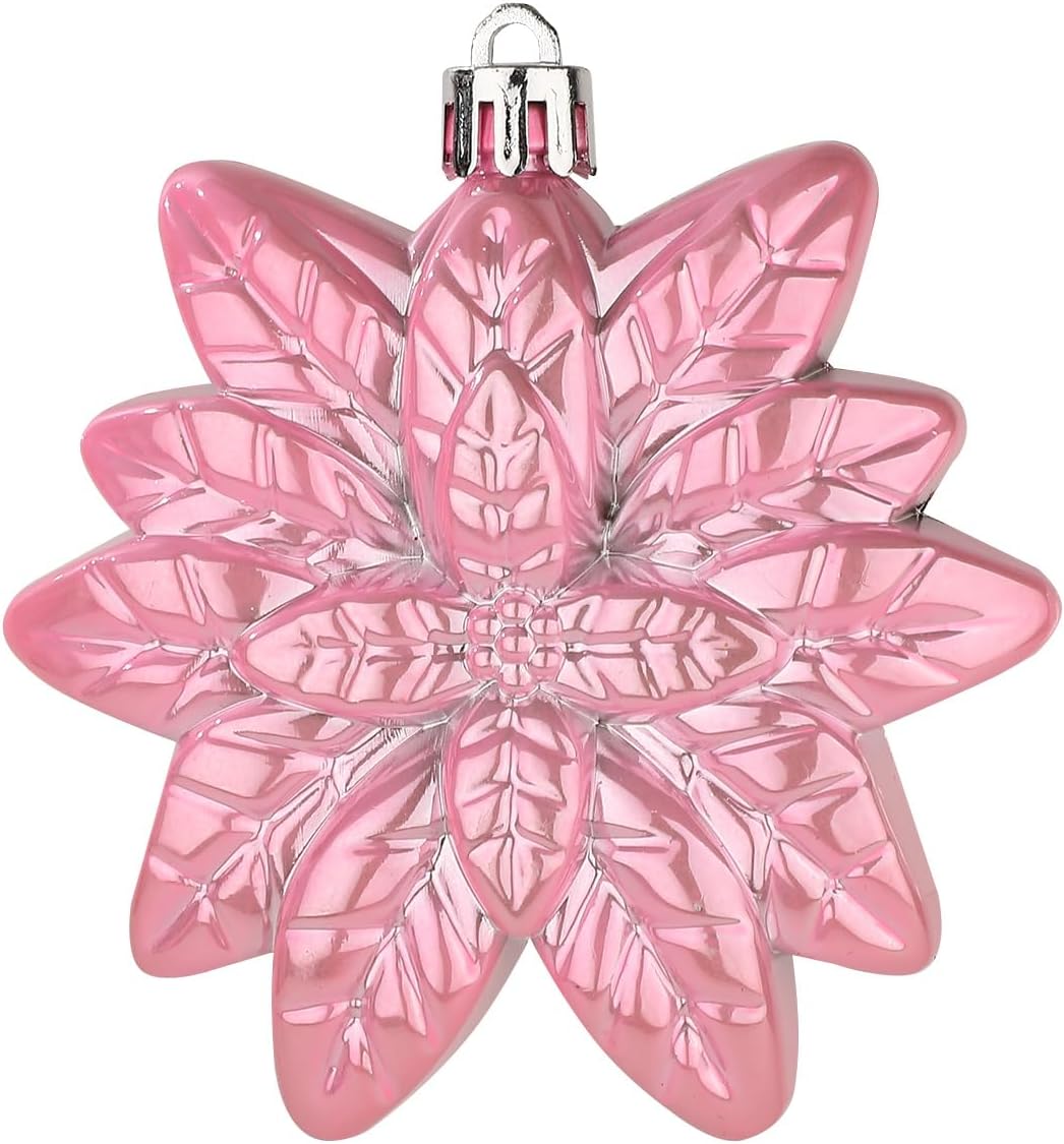 Sattiyrch 76ct Christmas Tree Ornaments Set,Pink Shatterproof Christmas Balls Decorations,Xmas Decorative Hanging Ornaments(Pink)
