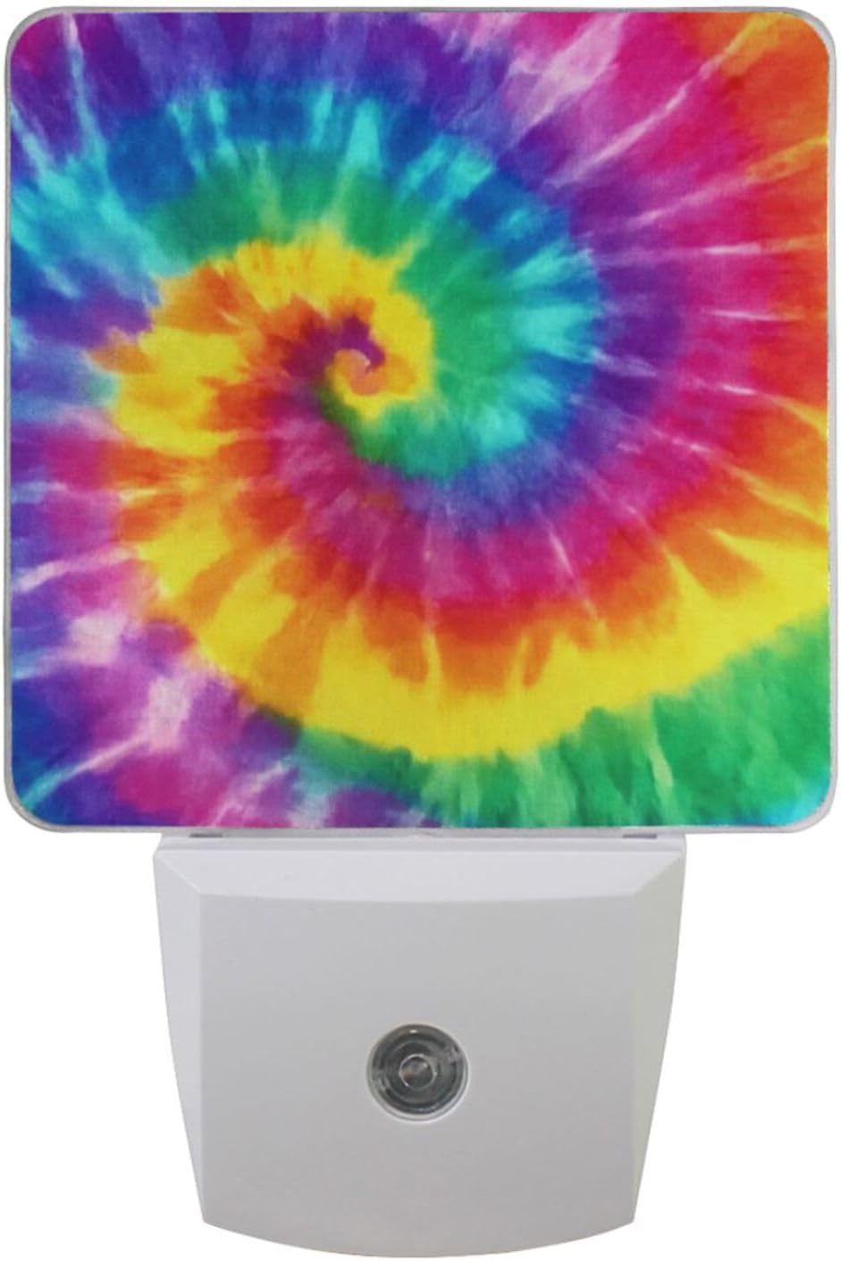 Vdsrup Tie Dye Night Light Set of 2 Rainbow Spiral Plug in LED Nightlights Auto Dusk-to-Dawn Sensor Lamp for Bedroom Bathroom Kitchen Hallway Stairs