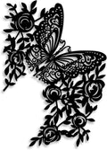 LIYOUYA Butterfly Flower Metal Wall Decor - Rustic Farmhouse Room Decor Black Wall Art Home Decor for Living Room, Bedroom, Dining Room, Courtyard, Farmhouse (Black)