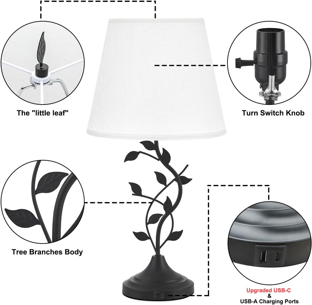 Kakanuo Table Lamp for Living Room, Bedside Lamp for Bedroom, Rustic Lamp