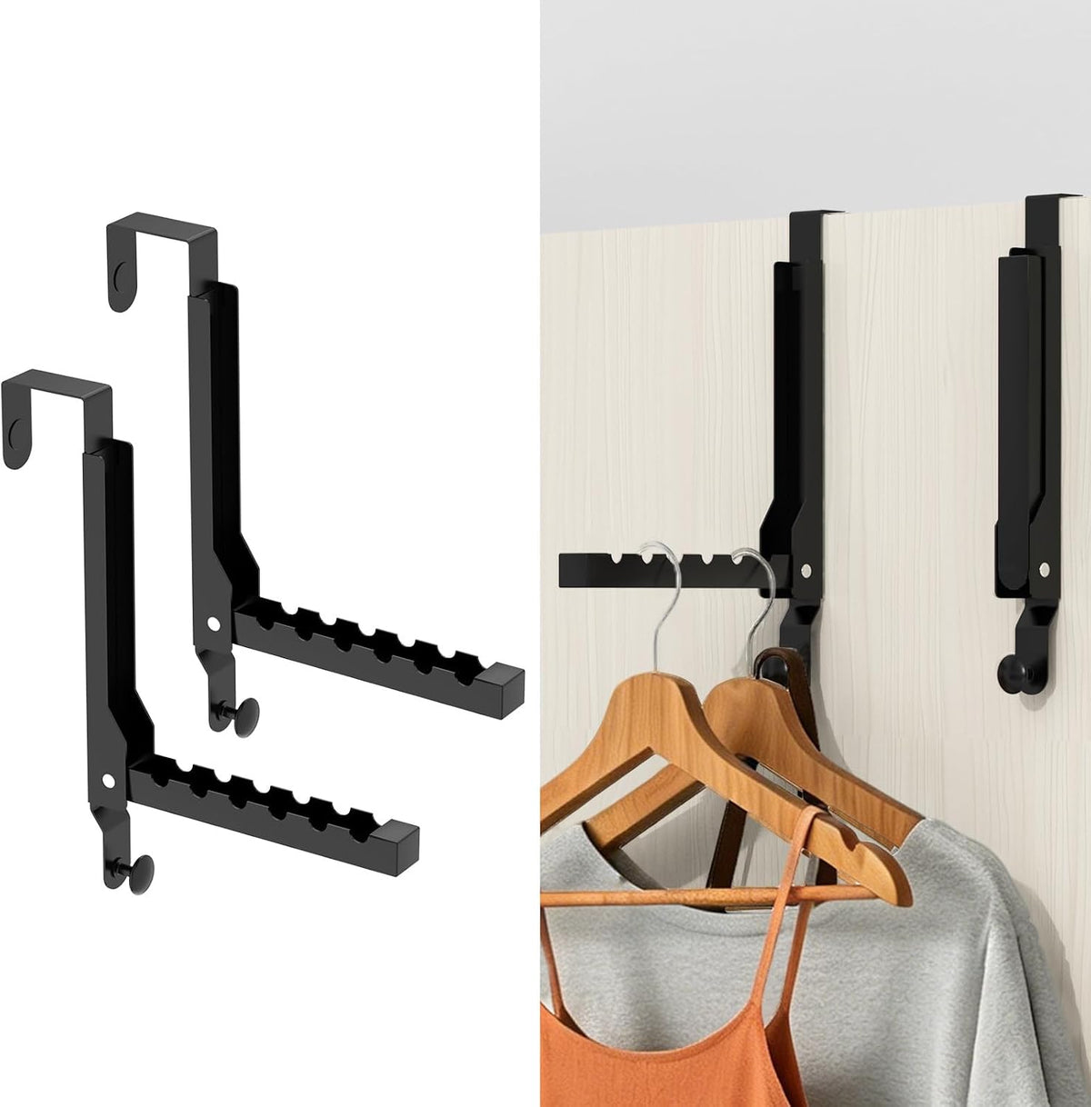 2 Pack Over The Door Hooks & Drying Rack