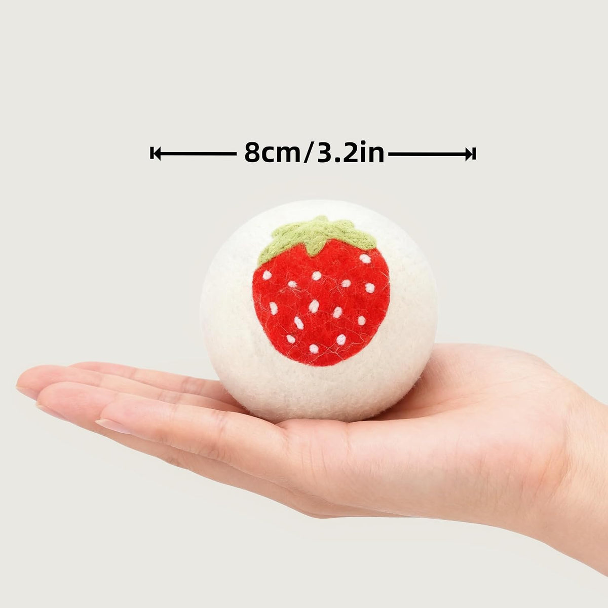 Wool Dryer Balls 6-Pack XL，Reduces Drying Time，Strawberry Handmade Pattern