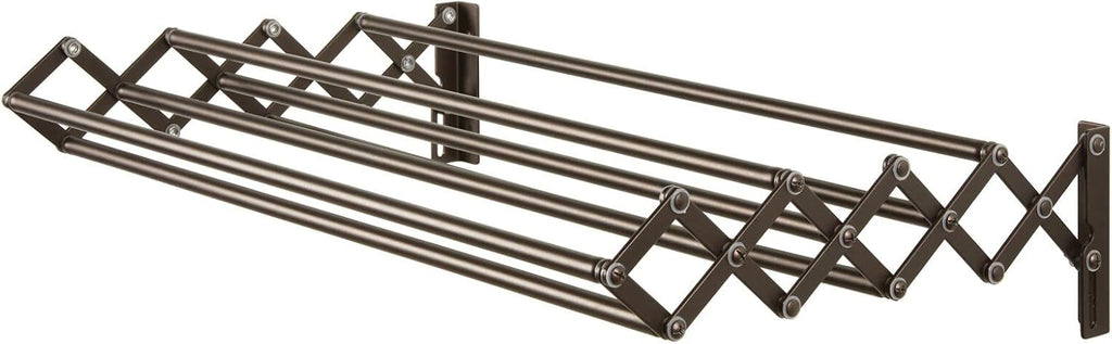 mDesign Steel Wall Mount Accordion Expandable Retractable Clothes Air Drying Rack - 8 Bars for Hanging Garments - Mounted Organizer for Laundry/Utility Room, Bathroom, Garage, Bardo Collection, Bronze