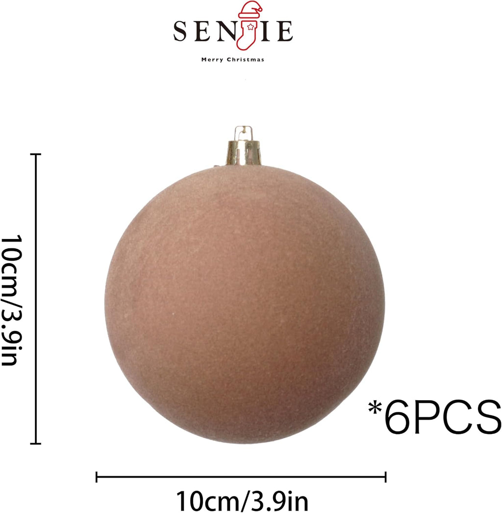 4IN Velvet Ornaments for Christmas Tree,6PCS Large Christmas Ornament Set