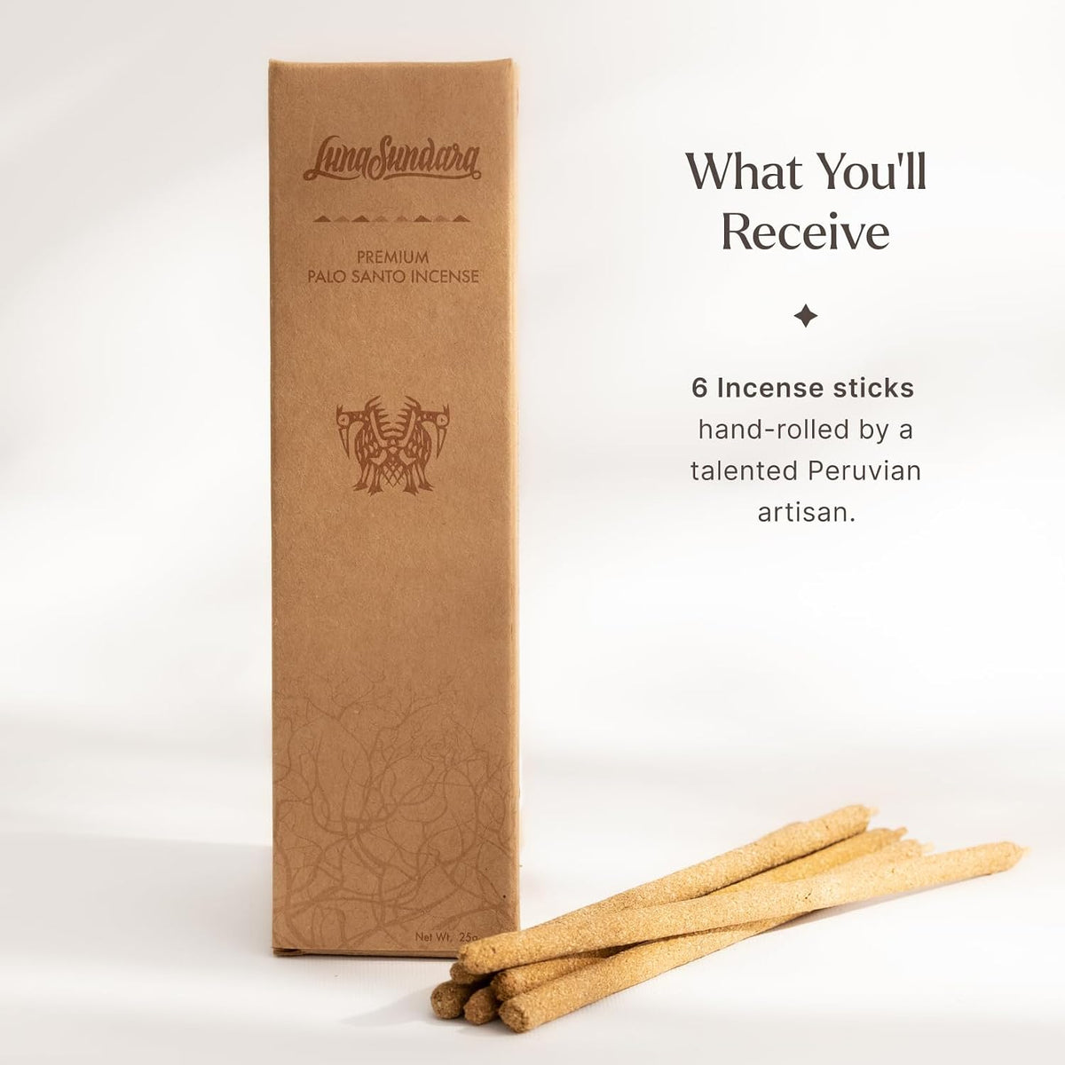 Luna Sundara Palo Santo Hand Rolled Incense Sticks, 6 Count