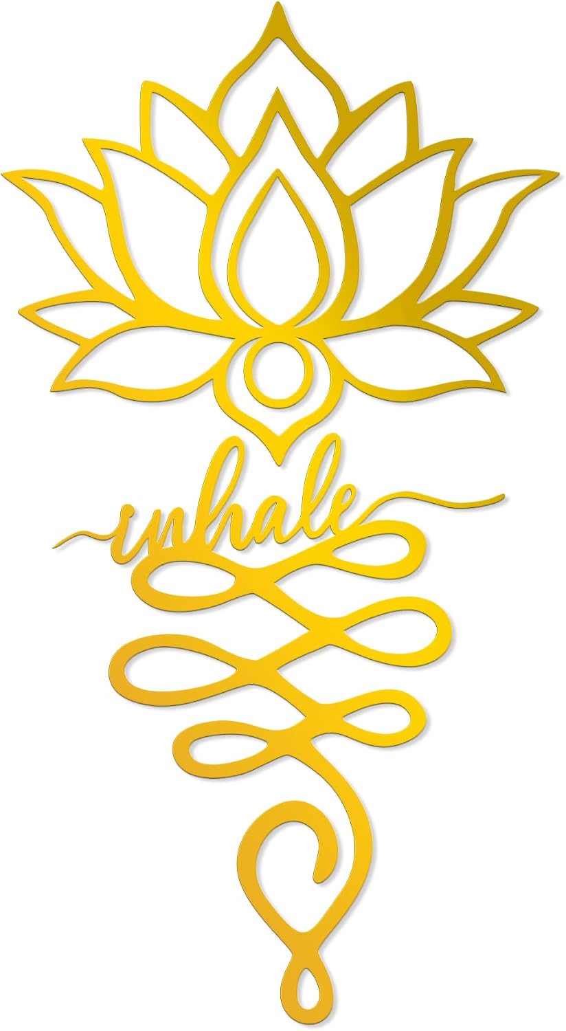 Xedatric 2 Piece Metal Lotus Wall Decor for Yoga Gold