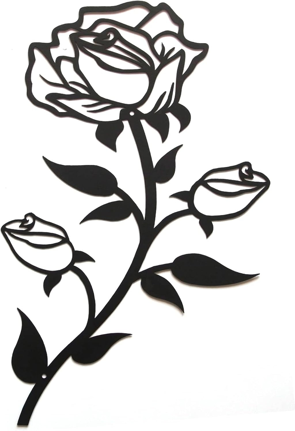 ESTART Black Metal Rose Flower Wall Decor, 15" H Floral Wall Art