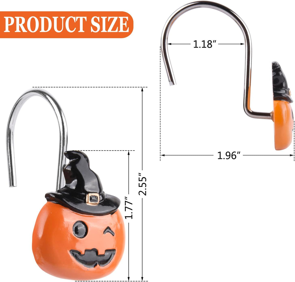 Halloween Decoration Shower Curtain Hooks 12Pcs Halloween Shower Rings