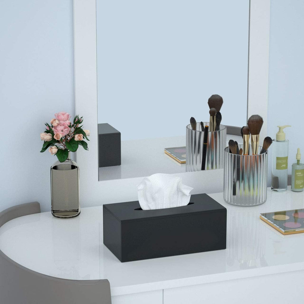 FEMELI Matte Black Long Tissue Boxs Covers Holder Rectangular Acrylic Home