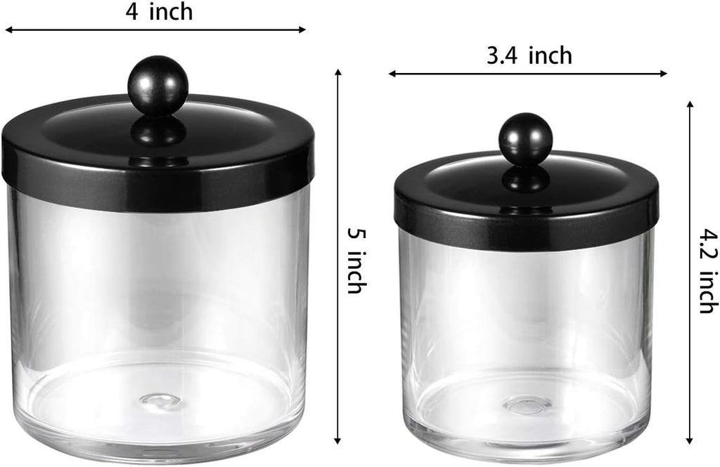 SheeChung 2 Pack Plastic Apothecary Jars with Black Metal Lids