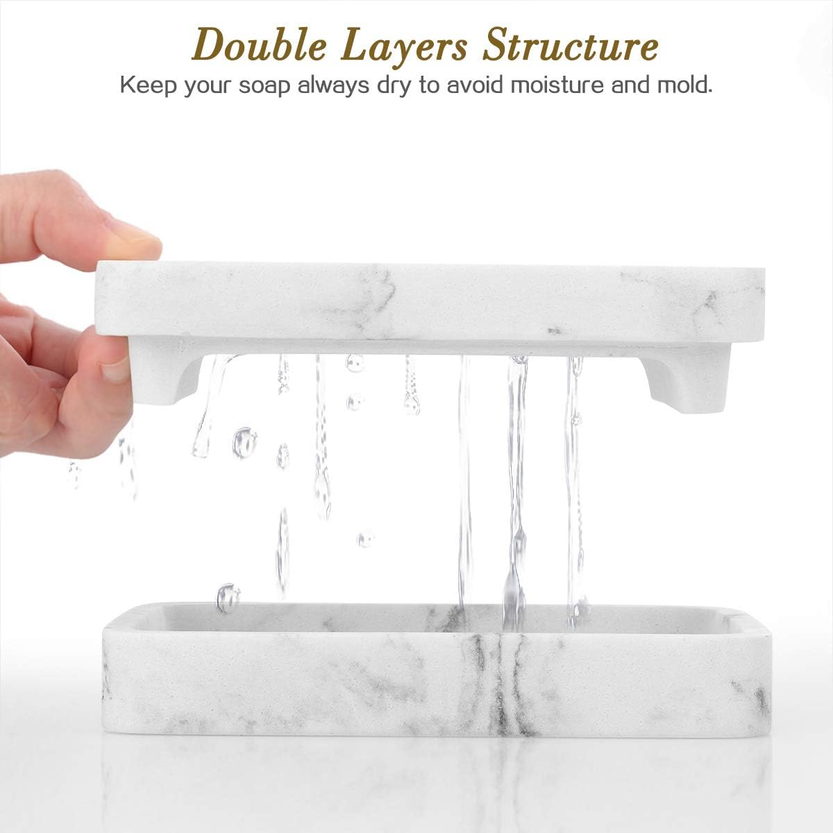 MoKo Soap Dish, Dual-Layer Resin Bar Soap Tray Container Box Case Holder