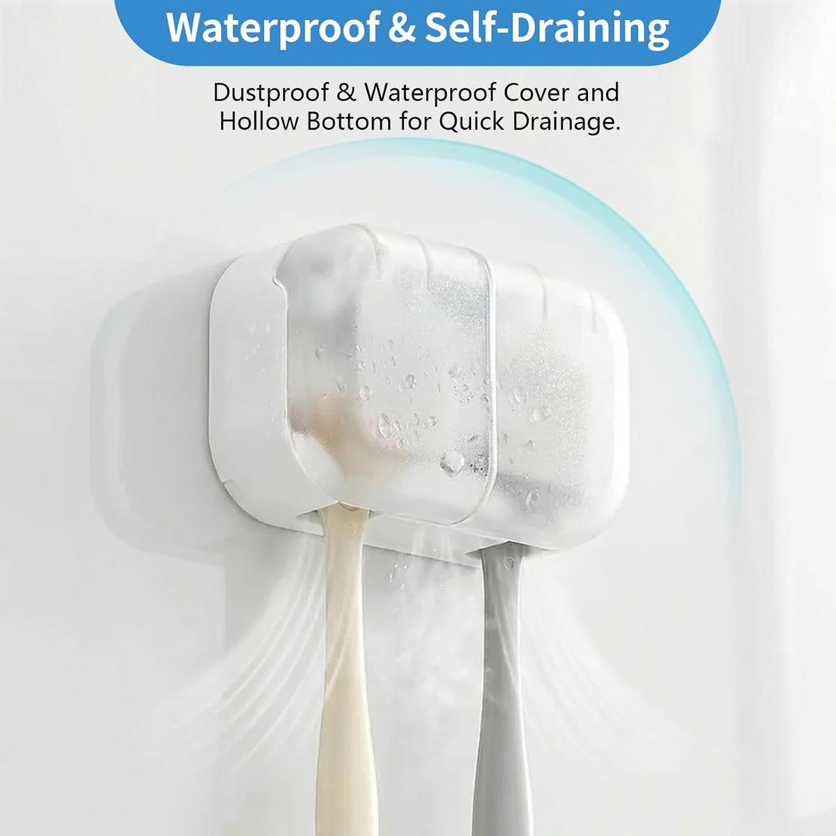 Adhesive Toothbrush Holder with Cover for Bathroom