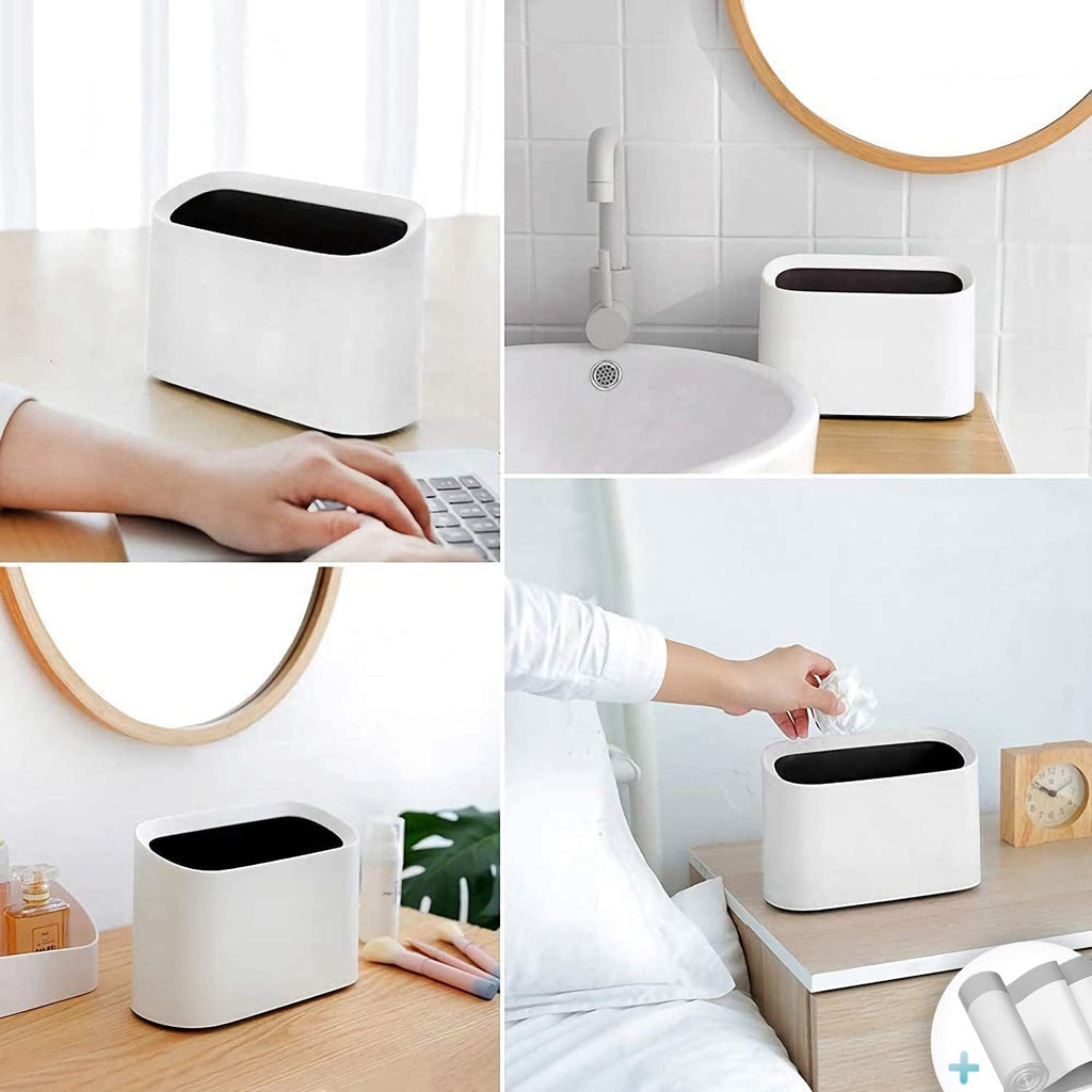 AYADA 0.4 Gal Mini Trash Can for Desk with Inclined Opening (White)