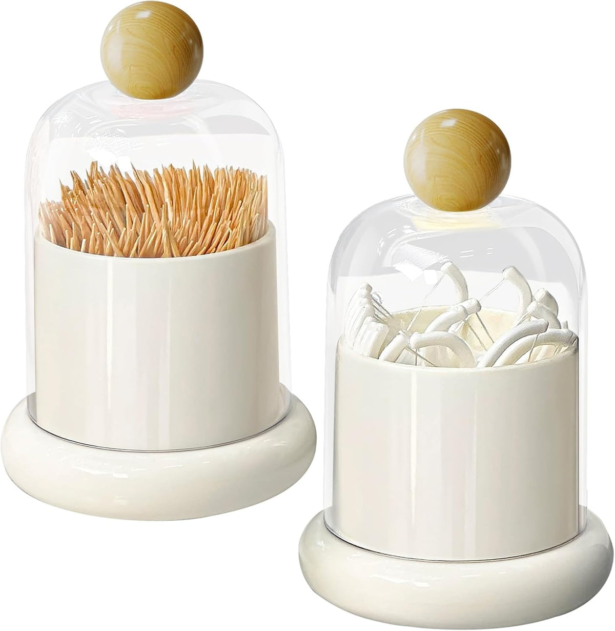 2 Pack Qtip Holder Dispenser,Bathroom Organizers and Storage，2 White