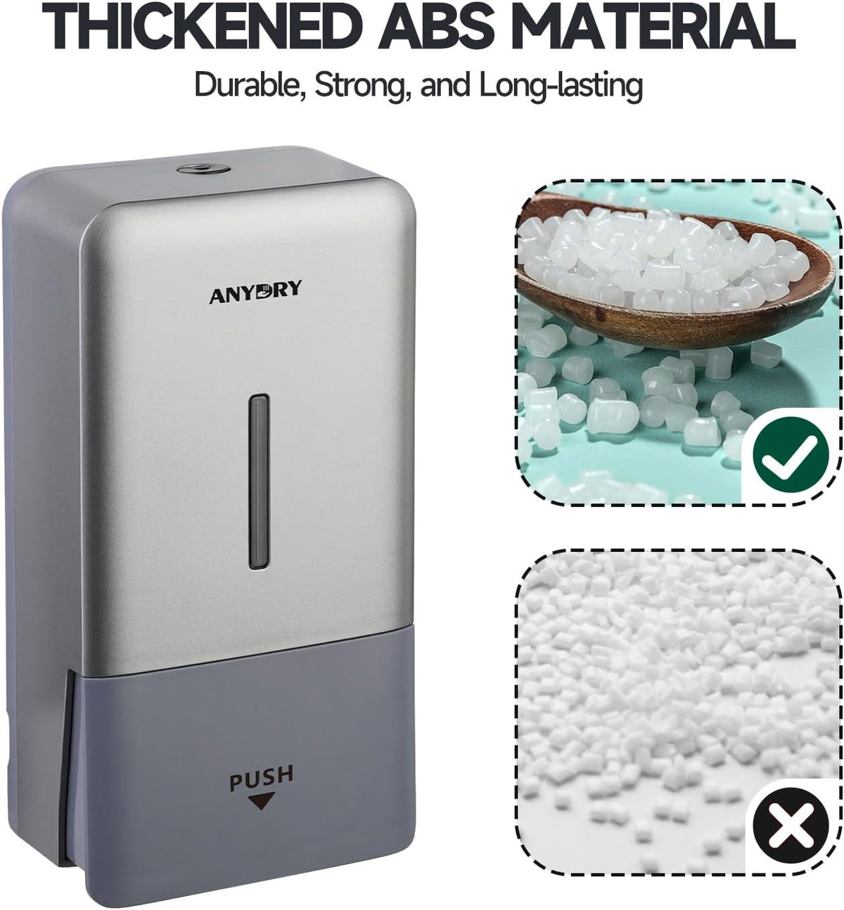 anydry Liquid Hand Soap Dispenser Wall Mounted 27oz Large Capacity Silver