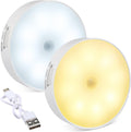 Glooglitter 2 Pcs Magnetic Cruise Ship Motion Sensor Light with USB Cable LED Rechargeable Night Light Battery Nightlight Safe Cordless Nightlight for Cruise Ship Cabin Hallway Bathroom (White & Warm)